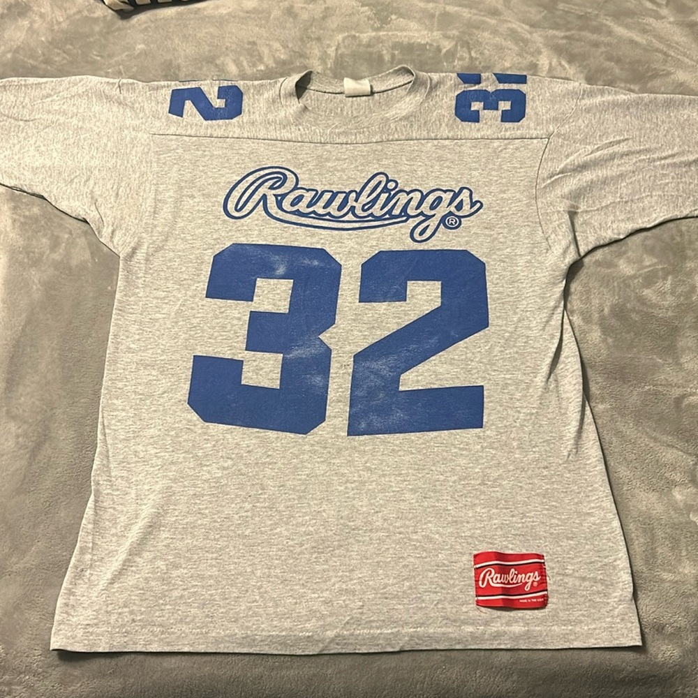 Vintage Distressed Rawlings Jersey Tee Sports Tshirt Paper Thin Football
